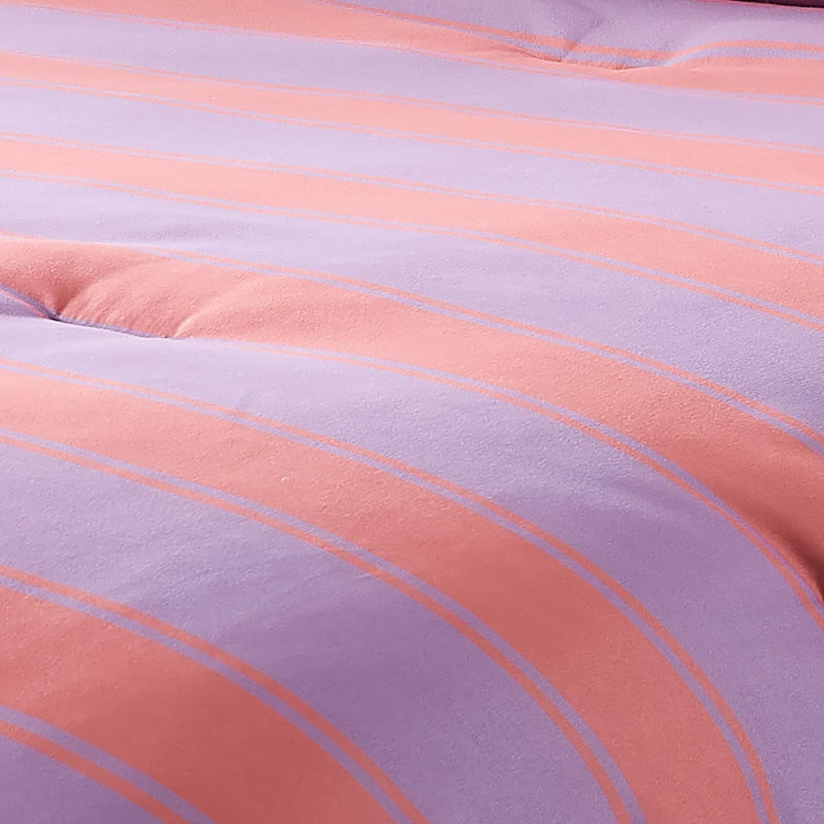 Lush Decor Gale Cabana Stripe? Reversible Comforter 2 Piece Set Twin/Twin XL Coral & Purple - Striped Bedding Set - Kids Pink Comforter - Coastal Dorm Decor