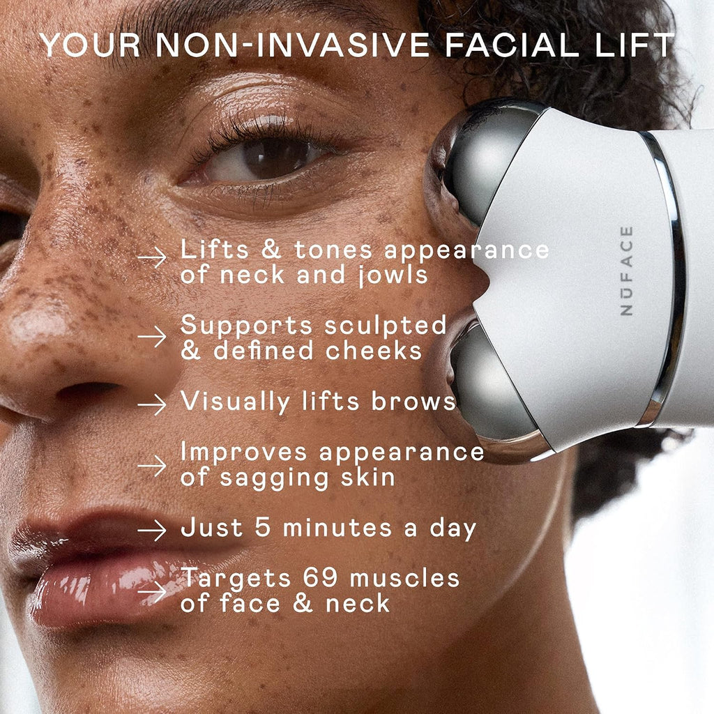 NUFACE Trinity+ Skin Tightening & Face Lift Device - Microcurrent Facial Sculpting Tool to Contour Jawline & Neck, 3 Frequencies, Supports Lymphatic Drainage + Activator Gel, White
