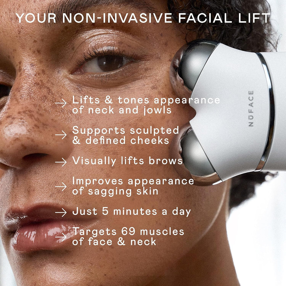NUFACE Trinity+ Skin Tightening & Face Lift Device - Microcurrent Facial Sculpting Tool to Contour Jawline & Neck, 3 Frequencies, Supports Lymphatic Drainage + Activator Gel, White