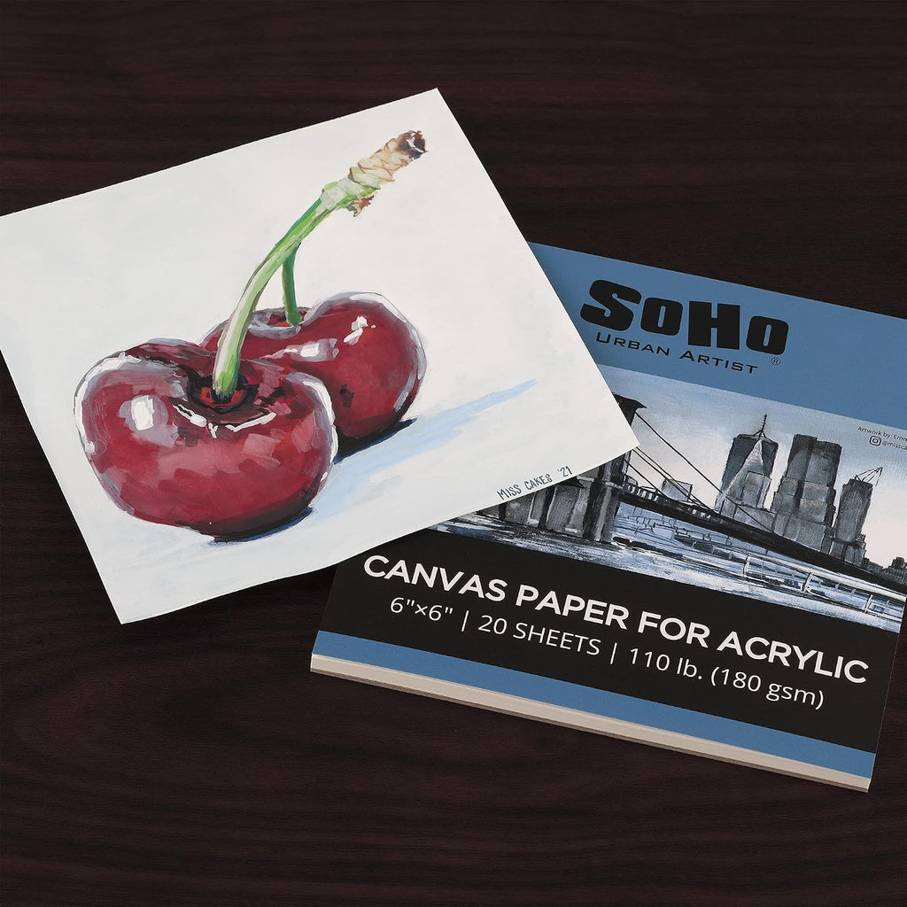 SoHo Urban Artist Acrylic Canvas Pads - Textured Canvas Paper Pad for Painting, Drawing, Pastels, Travel, & More! - [24-Pack - 8x8]