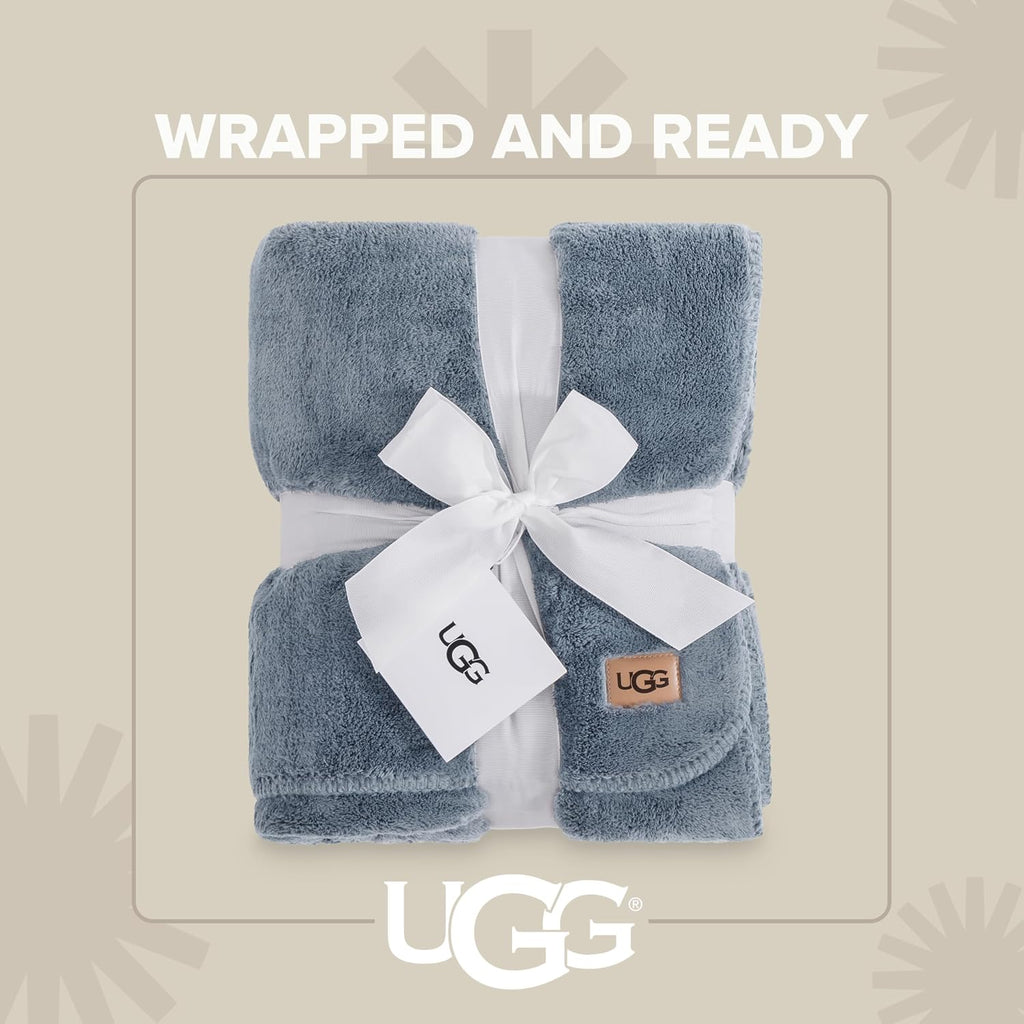 UGG Whitecap Fleece Throw Blanket, Plush Cozy Throw for Couch or Bed, Luxury Home Decor for Living Room, Ultra Soft Blankets, Machine Washable, 50-inch x 70-inch, Denim Blue
