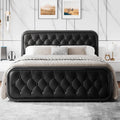 Einhomn Full Size Metal Bed Frame with Button Tufted Leather Upholstered Headboard and Footboard, U-Shape Support Foundation, No Box Spring Required, Black