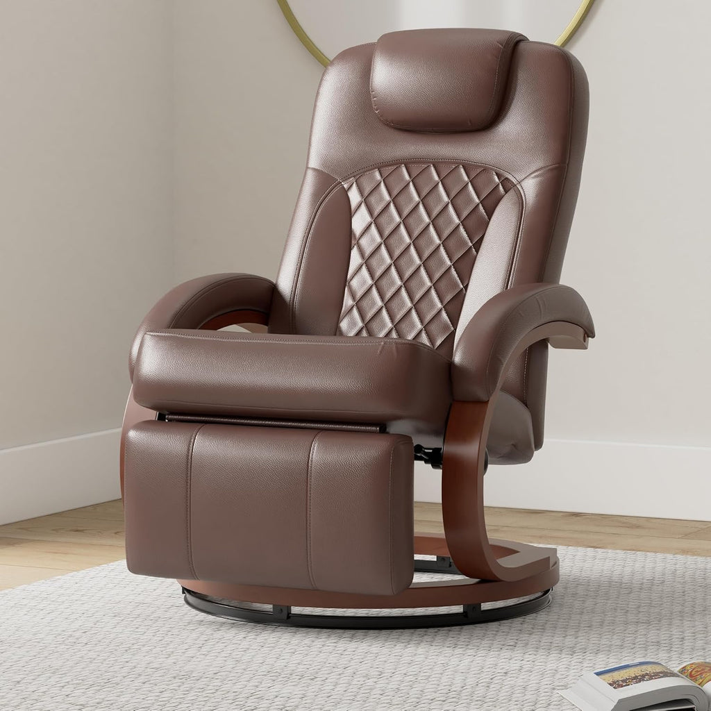 RecPro Nash 28' RV Euro Chair Recliner | Modern Design | RV Furniture | Swivel Base | Recliner Chair (2 Chairs, Mahogany)