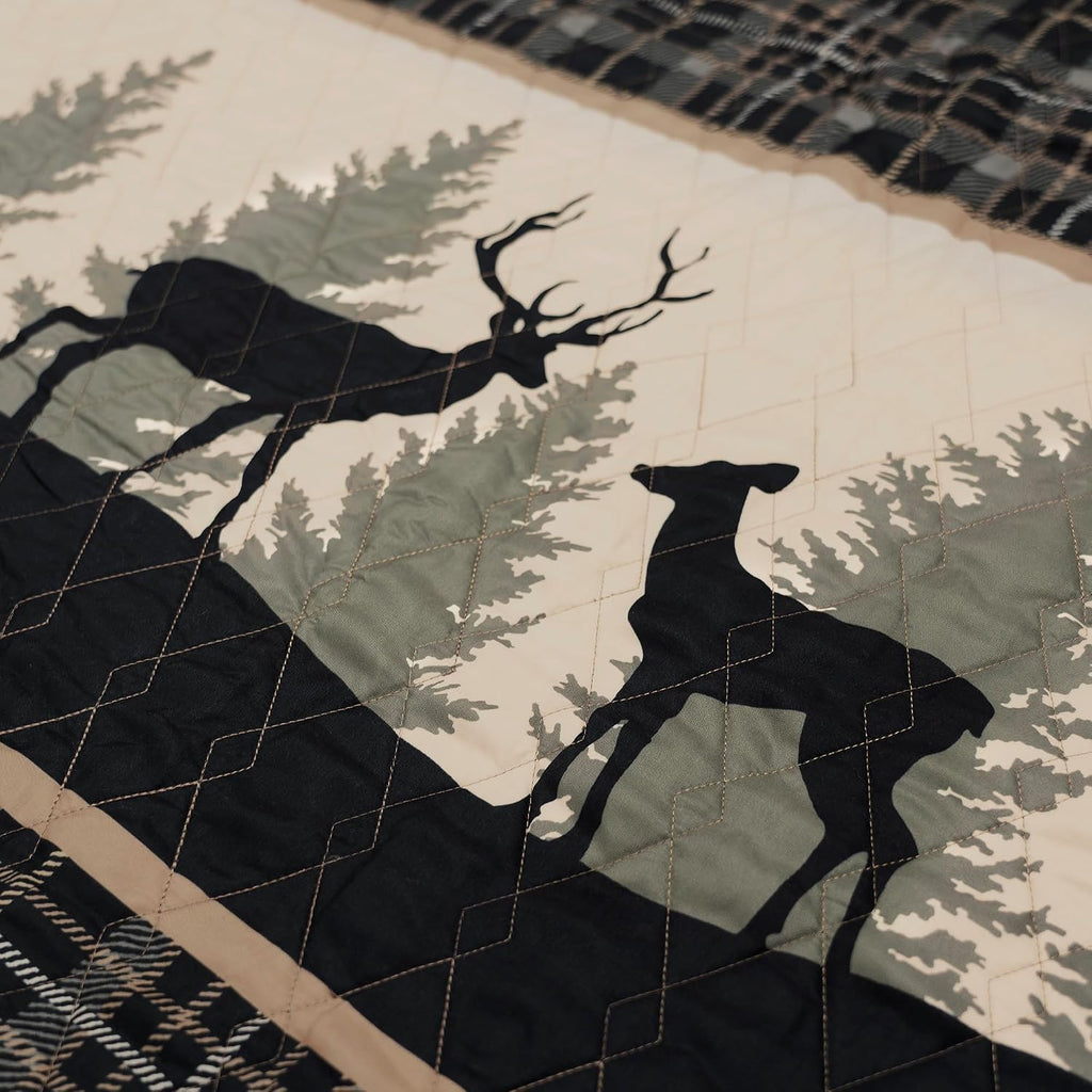 Donna Sharp Deer Walk-King Quilt Set, Measures 110 x 96, Includes 1 Quilt and 2 King Shams, Machine Washable