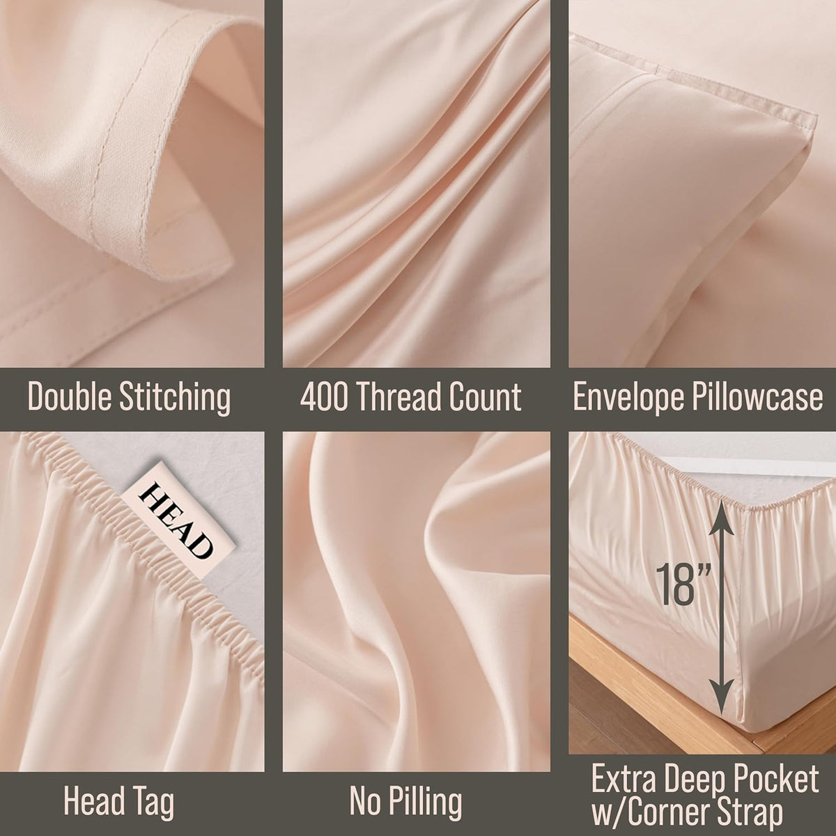 Bella Coterie Luxury Bamboo Viscose King Size Sheet Set | 100% Organically Grown | Ultra Soft | Cooling for Hot Sleepers | 18' Deep Pocket [Champagne]