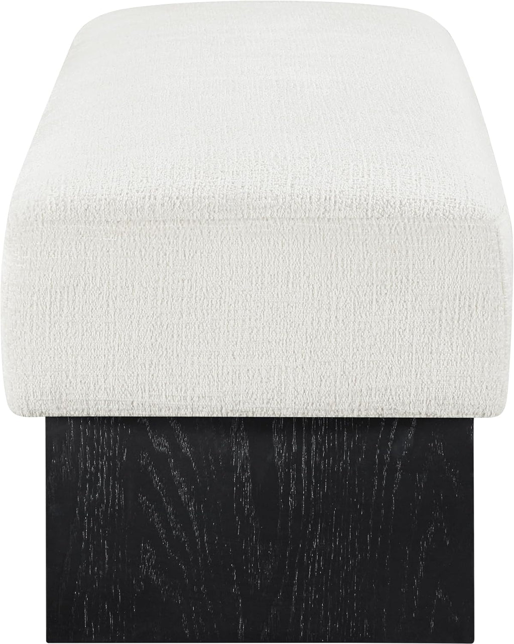 Meridian Furniture 22058Cream Alora Collection Art Deco Bench with Soft Cream Polyester Fabric, Black Finish Solid Wood Frame, 60.5' W x 18' D x 18' H, Cream