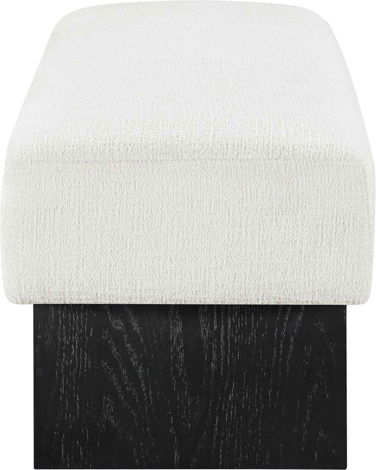 Meridian Furniture 22058Cream Alora Collection Art Deco Bench with Soft Cream Polyester Fabric, Black Finish Solid Wood Frame, 60.5' W x 18' D x 18' H, Cream