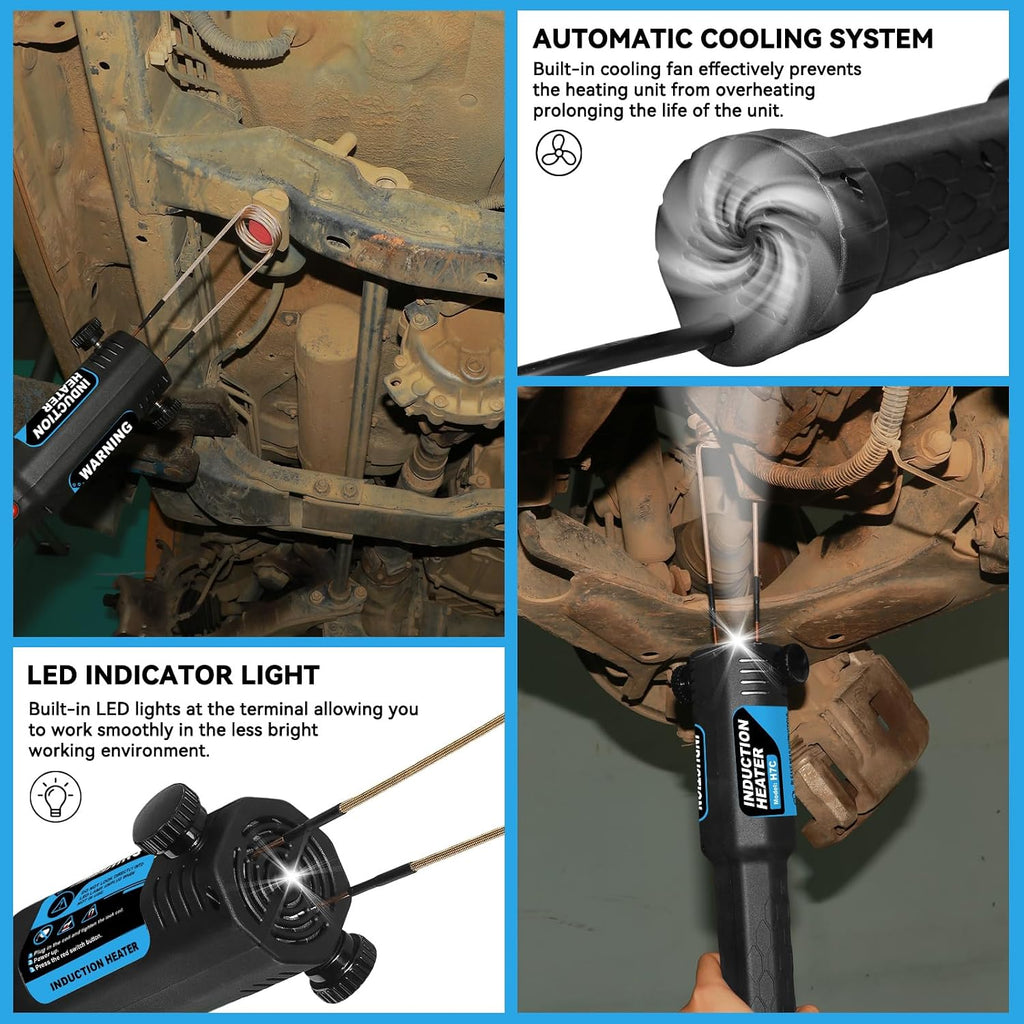 Induction Heater Bolt Removal, 1200W Induction Bolt Heater Tool with 8 Coils, Heat Stripped Bolt Remove for Rusted Nuts, Screws (Blue)