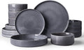 Famiware Annecy Plates and Bowls Sets, Service for 4 (16 Pieces), Dinnerware Sets with Pasta Bowls, Microwave and Dishwasher Safe Dishes Set, Chip and Scratch Resistant, Misty-Blue