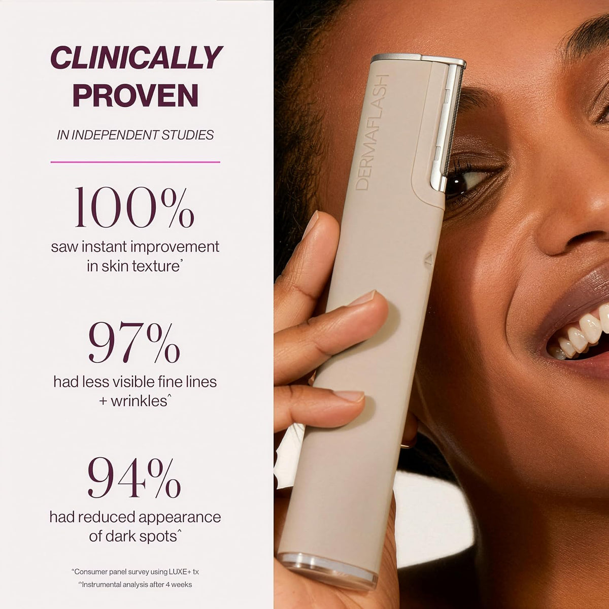 DERMAFLASH LUXE+ Sonic Dermaplaning Tool for Face Peach Fuzz Removal, Anti-Aging and Exfoliation