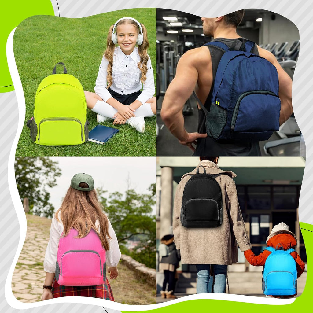 48 Pcs 17 Inch Foldable Backpacks in Bulk Classic Back Packs Colorful Book Bags Lightweight Basic Bookbags Wholesale for Homeless Student School Supply Outdoor Travel