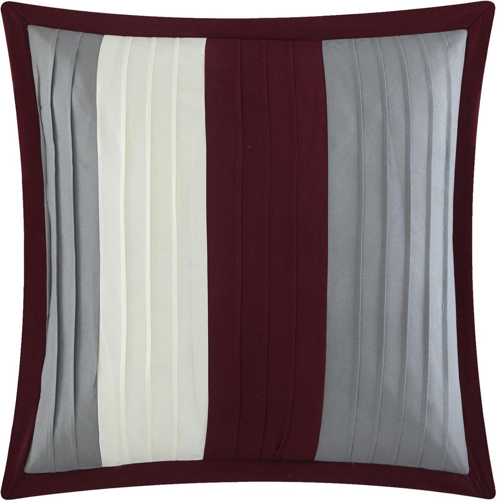 Chic Home Burgundy Bed in a Bag Comforter Set, Queen Size (10 Pieces), Ayelet - Color Block Stripe Premium Microfiber Bedding - Comforter, Flat & Fitted Sheet, Shams, Pillowcases & Decorative Pillows