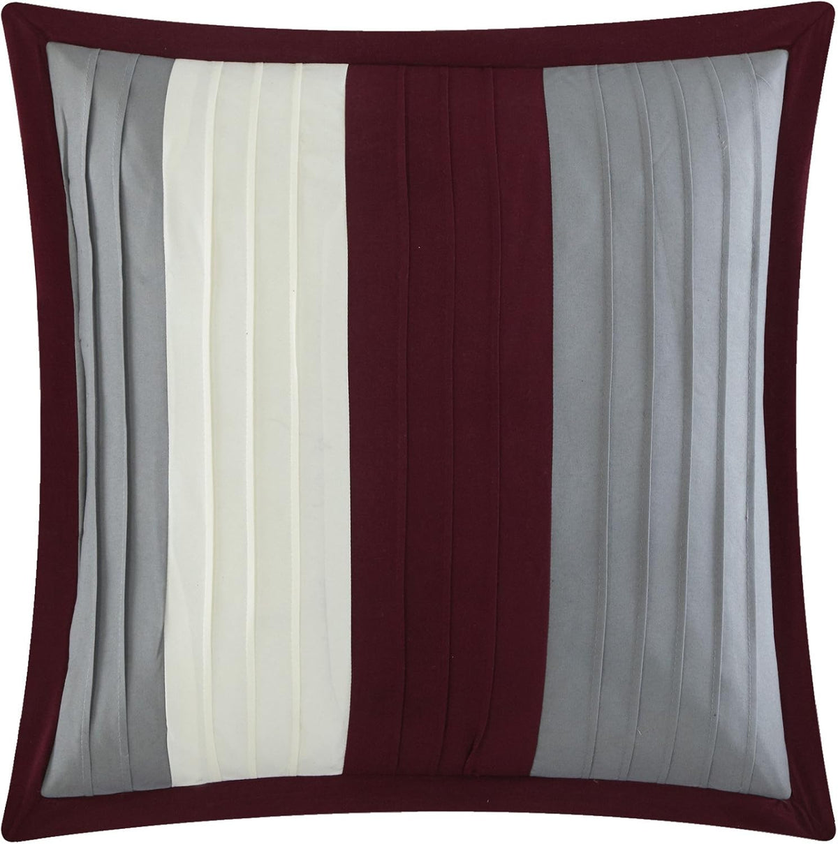 Chic Home Burgundy Bed in a Bag Comforter Set, Queen Size (10 Pieces), Ayelet - Color Block Stripe Premium Microfiber Bedding - Comforter, Flat & Fitted Sheet, Shams, Pillowcases & Decorative Pillows