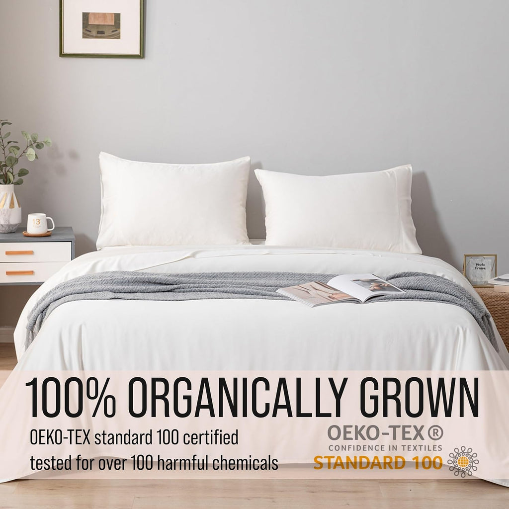 Bella Coterie Luxury Bamboo Viscose King Size Sheet Set | 100% Organically Grown | Ultra Soft | Cooling for Hot Sleepers | 18' Deep Pocket [Ivory]