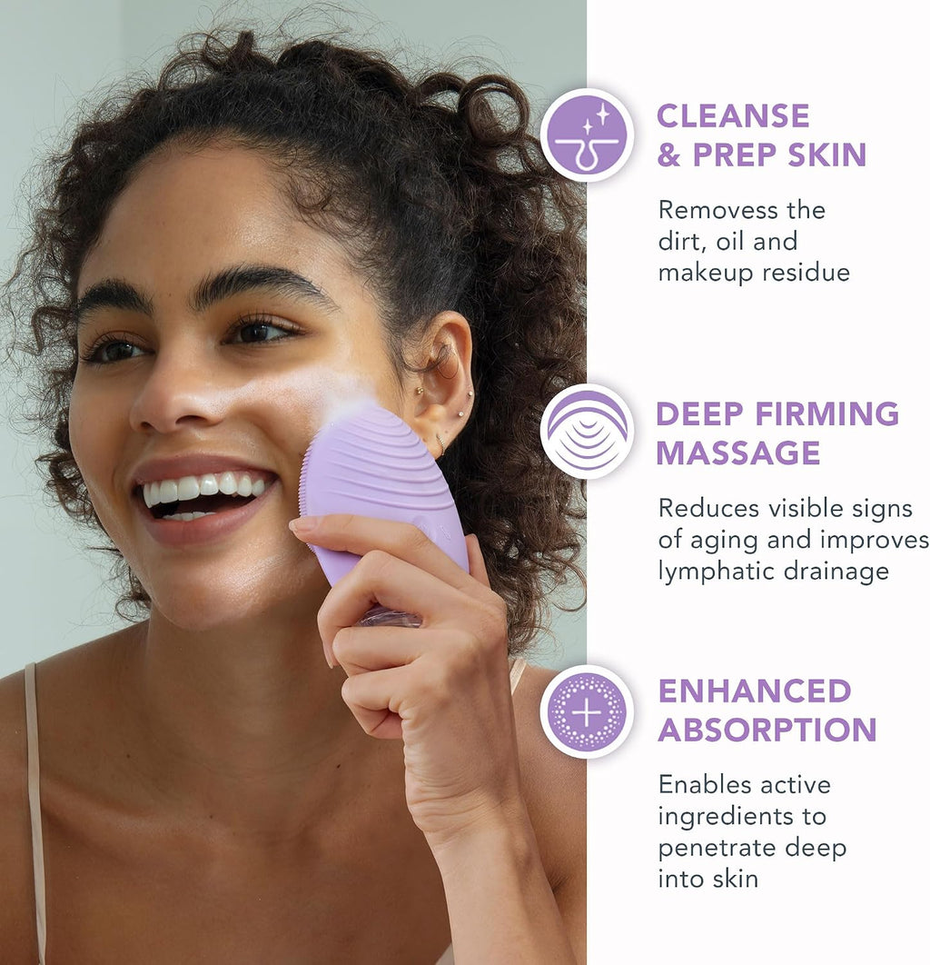 FOREO Deep & Gentle LUNA 4 Sensitive Bundle - Facial Cleansing Brush for Sensitive Skin + LUNA Micro-Foam Face Cleanser 2.0, 3.4 oz - Deep Cleansing and Firming Silicone Face Massager Beauty Set