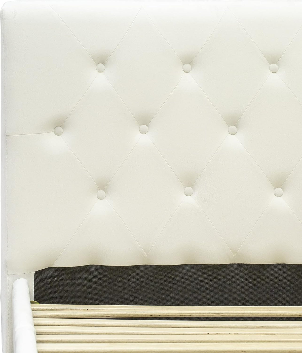 East West Furniture NL19K-1HI14 2 Piece Bedroom Set - King Size Button Tufted Bed - Linen white Velvet Fabric Upholstered Headboard and an Urban Gray Finish Nightstand