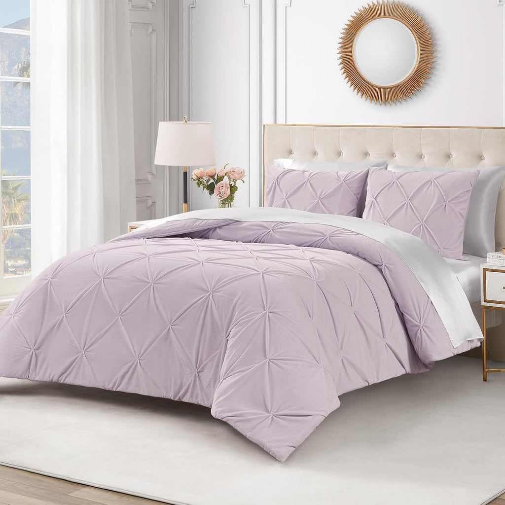 Juicy Couture Kiss Pleat Plush Micromink Lavender Purple Full/Queen Comforter Set - Cozy 3 Piece Bedding Ensemble