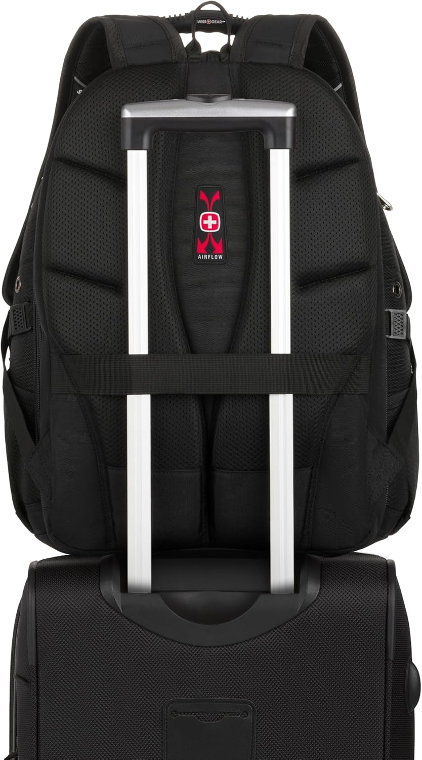 SWISSGEAR Sion 2-Piece Travel Set, Softside Expandable Carry-On Spinner Bundled with 1900 ScanSmart 17' Laptop Backpack with RFID Blocking & Tech Organization, Black