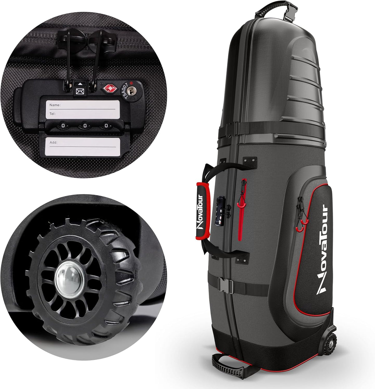 Golf Travel Bag for Airlines: Hard Case Top, Waterproof Zippers, 1680D Oxford Fabric, Built-in TSA Lock, Oversized Tank Wheels, Lightweight – Maximum Club Protection