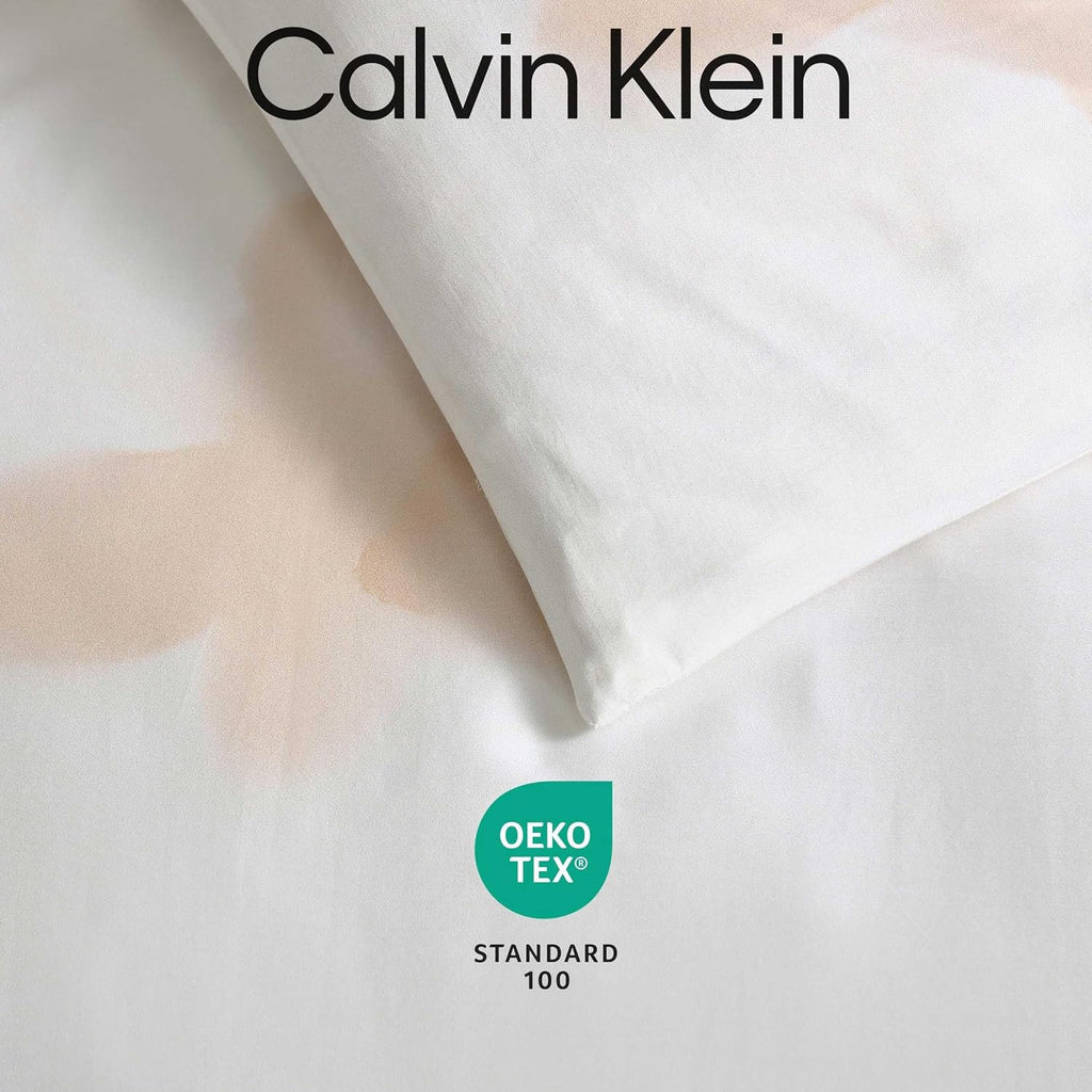 Calvin Klein - King Comforter Set, Cotton Sateen Bedding with Shams, Soft and Breathable, Smooth Silky Feel with Subtle Sheen, Lightweight All-Season Comforter, Liquid Floral Beige