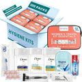 Women's 12 Piece Travel Hygiene Kit, Travel Size Toiletries Set with Cosmetic Bag, Carry On Essentials for Flights, Weekend Overnight Stay, Emergency Kit (100 Pack)