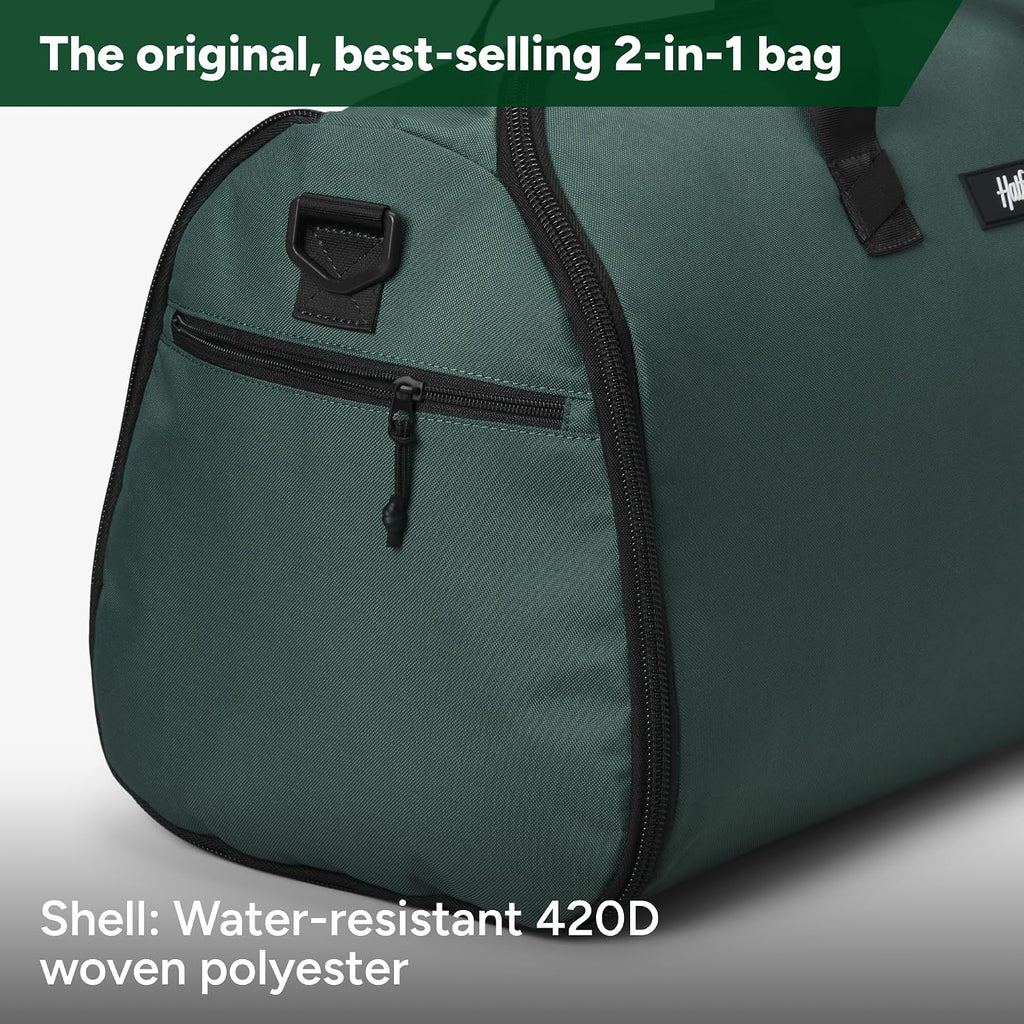 Halfday Convertible 2-in-1 Garment Duffel Weekender Bag 45L: Wrinkle-Free Travel (Hanging Suit Compartment, Shoe Pockets, Trolley Sleeve), Durable & Water-Resistant Carry-on, Hunter