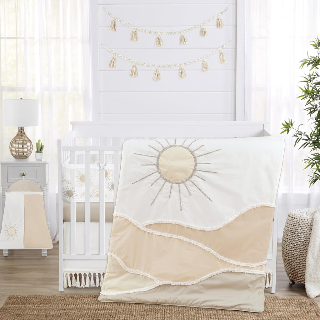 Sweet Jojo Designs Boho Desert Sun Taupe Boy Girl Gender Neutral Baby Crib Bedding Set Infant Nursery Room BreathableBaby Breathable Mesh Crib Liner Blanket Fitted Sheet Skirt 6p Beige Ivory Bohemian