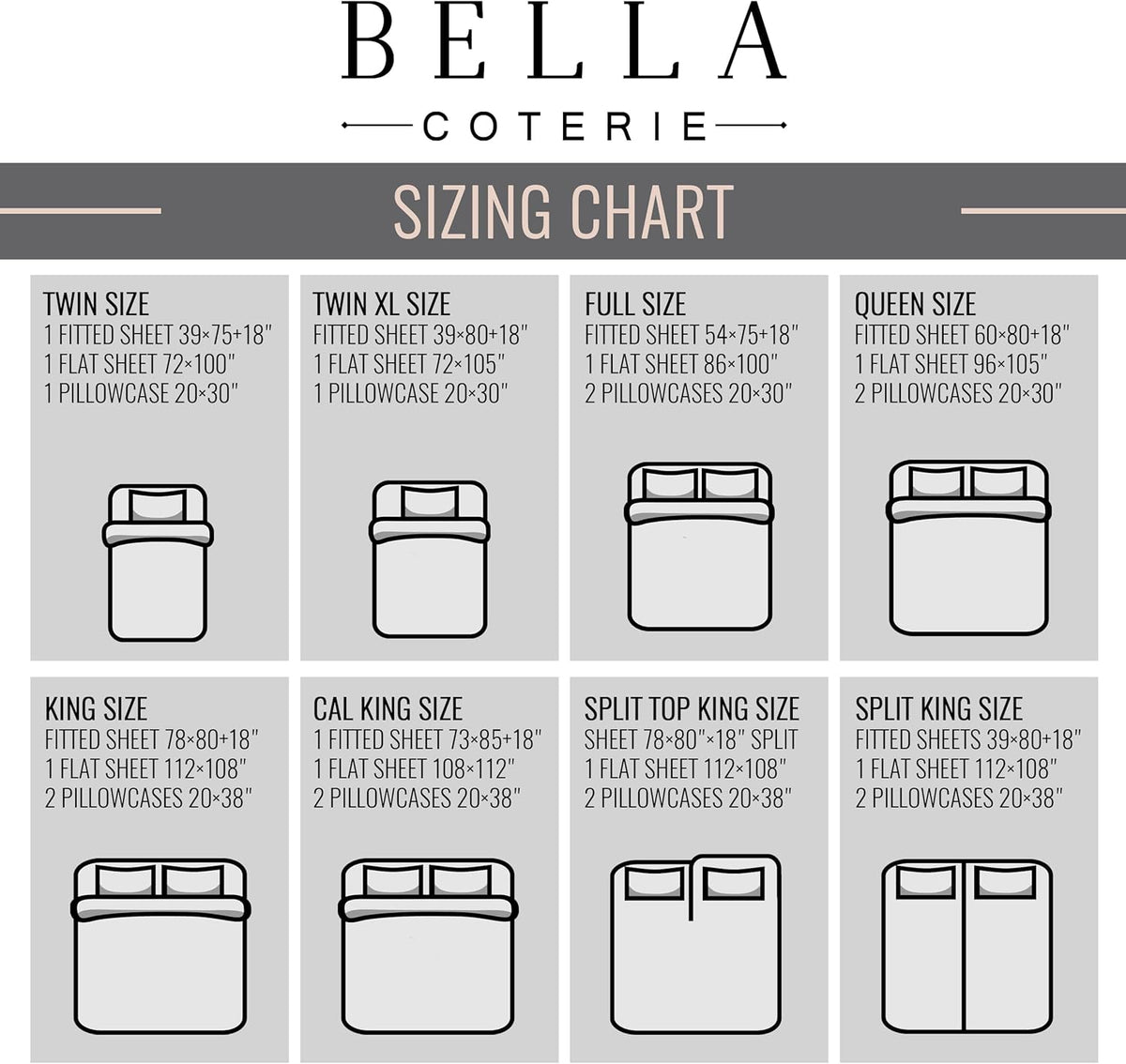 Bella Coterie Luxury Bamboo Viscose King Size Sheet Set | 100% Organically Grown | Ultra Soft | Cooling for Hot Sleepers | 18' Deep Pocket [Mocha]