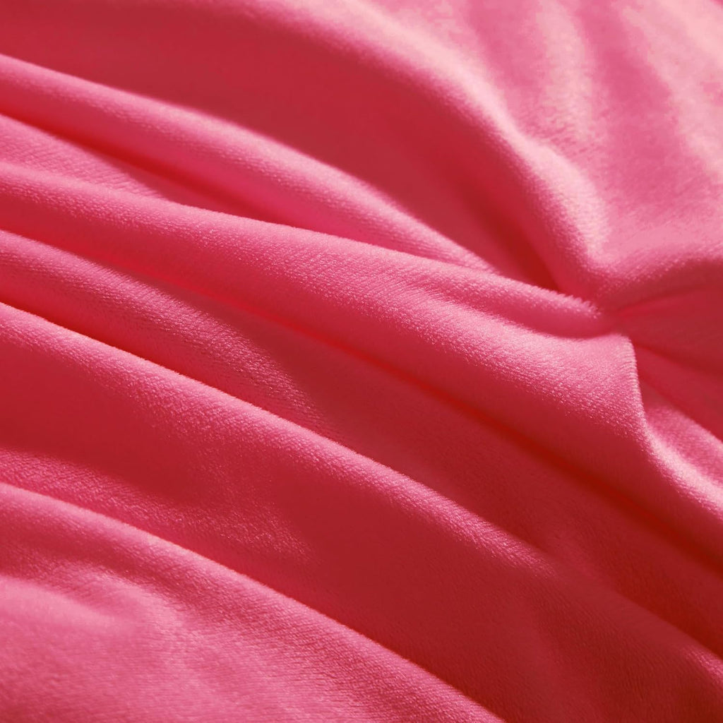 Juicy Couture Kiss Pleat Plush Micromink Hot Pink Full/Queen Comforter Set - Cozy 3 Piece Bedding Ensemble
