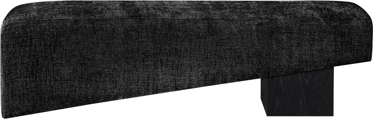 Meridian Furniture 22058Black Alora Collection Art Deco Bench with Soft Polyester Fabric, Black Finish Solid Wood Frame, 60.5' W x 18' D x 18' H, Black