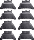 IR Imperial Rooms 8 Pack Quilt King Size Bedding (106' x 96') - Bulk Wholesale for Hotels, Guest Bedroom & Airbnbs - Lightweight Microfiber Reversible Embossed Quilts Bedspread (Charcoal)