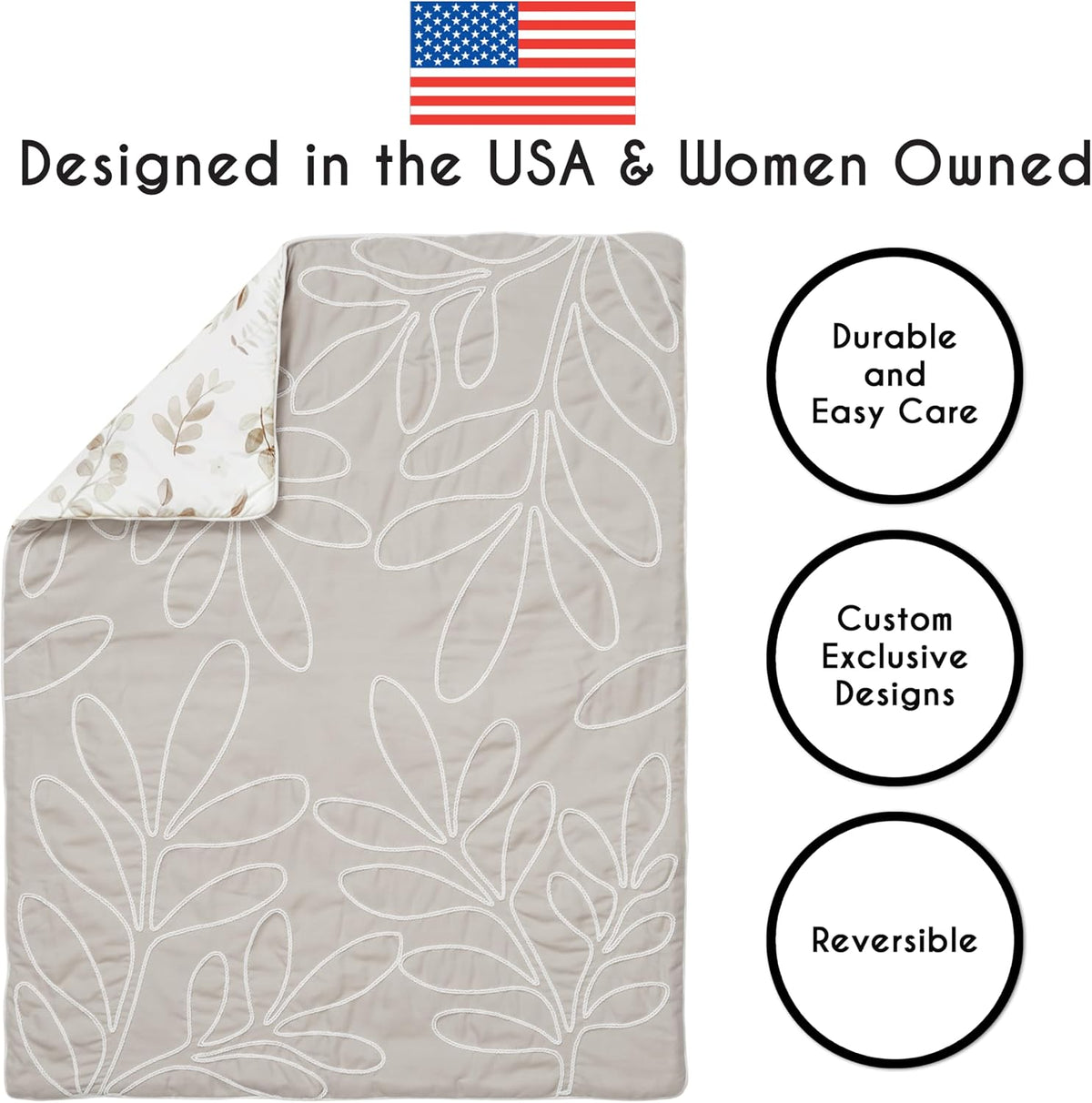 Sweet Jojo Designs 4-Piece Baby Crib Bedding Set (Woodland Boho Leaf) for Girls, Infants/Nursery incl. Blanket, Fitted Sheet, Skirt, Diaper Stacker (Neutral, Taupe, Linen, Botanical Floral, Farmhouse)