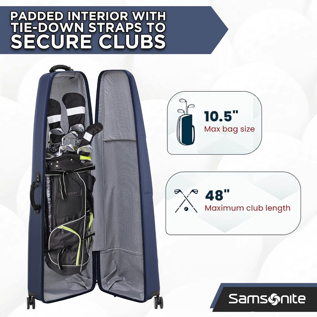 Samsonite Tour Deluxe Golf Hard Case Golf Travel Bag, Lightweight & Durable ABS Shell, 360 Degree Multi-Directional Wheels