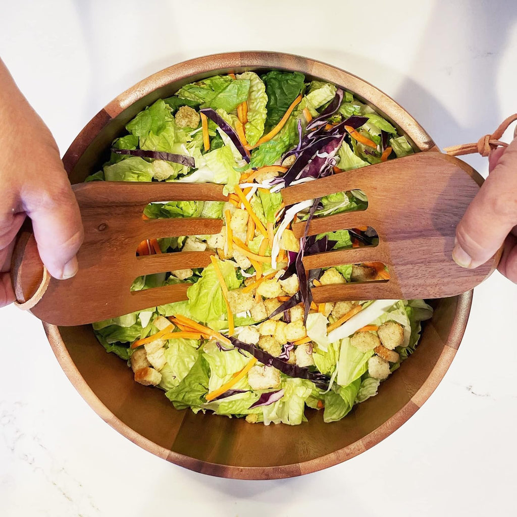 Woodard & Charles Acaica Wood 12' x 5' Serving Bowl Set with Serving Hands, 3 Piece Set ★★PACK OF 4★★