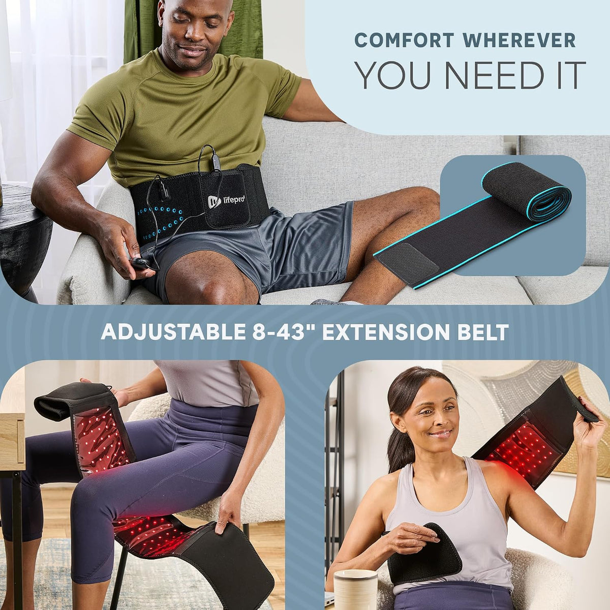 Lifepro Red Light Therapy Belt – Allevared Infrared Red Light Therapy for Body, Back Pain and Shoulder - 660nm & 850nm Near Infrared Heating Pad – Adjustable & Portable for Wellness & Relaxation