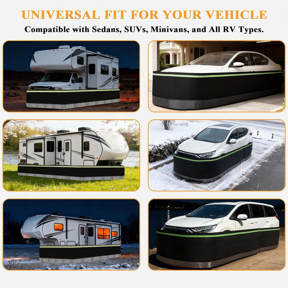 Easy Installation Rv Skirting for Winter, 5th Wheel Camper Skirting, Heavy Duty Polyester Fiber & Stainless Steel Mesh, Rv Cover for Travel Trailer Mobile Convenient Storage L: 36ft