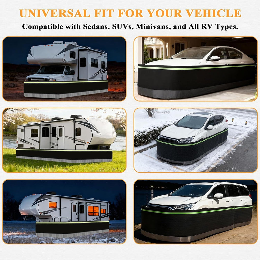 Easy Installation Rv Skirting for Winter, 5th Wheel Camper Skirting, Heavy Duty Polyester Fiber & Stainless Steel Mesh, Rv Cover for Travel Trailer Mobile Convenient Storage L: 43ft