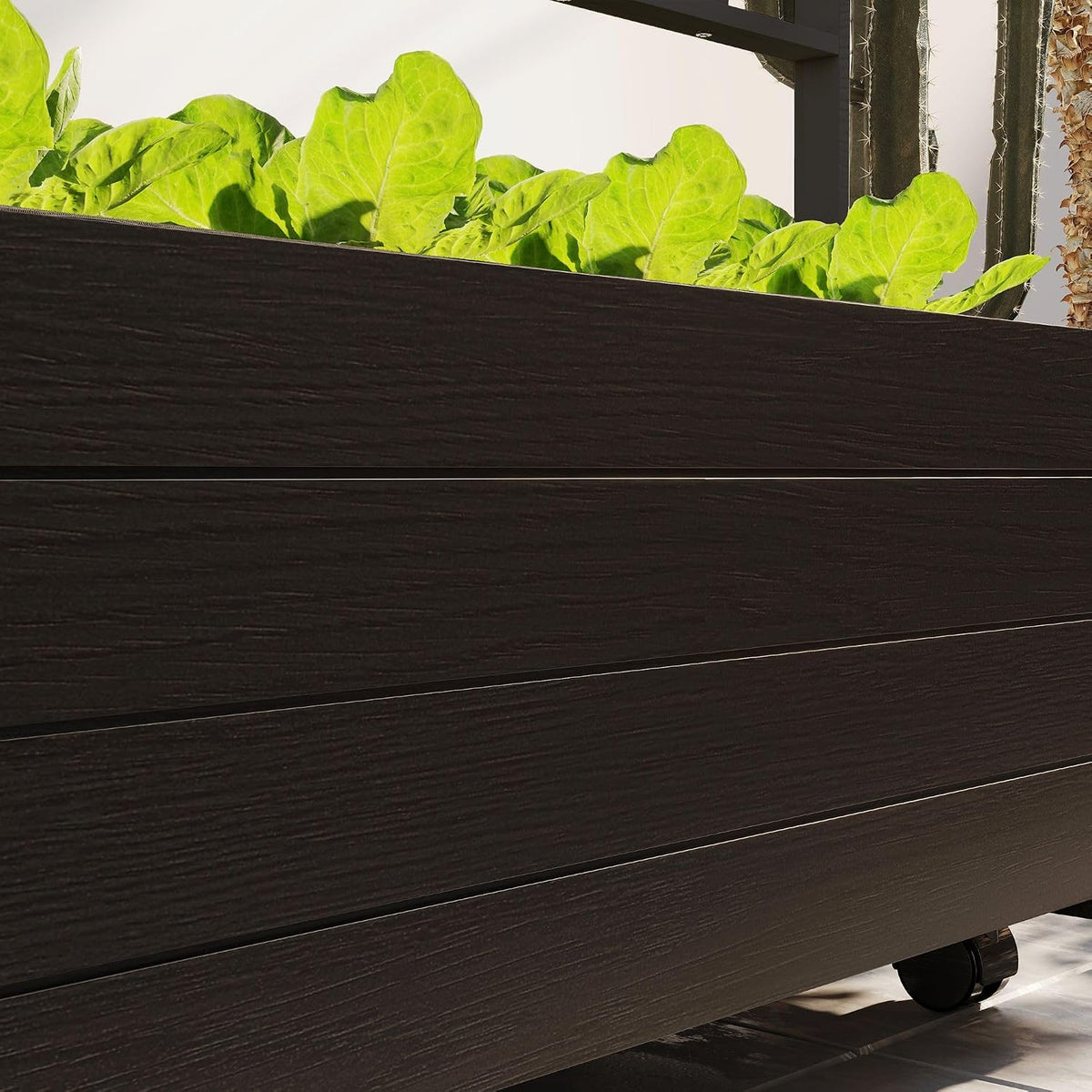 48x96x12inch Premium Quality Durable Wooden Raised Garden Bed with Integrated Vine Trellis and Heavy-Duty Swivel Wheels for Easy Mobility