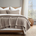 EVERGRACEHOME Stonewashed Cotton Quilt Set King Size, Ultra Soft Oversized Bedspread Coverlet Set, Lightweight Crinkle Box Stitch Bedding Sets for All Season, with 2 Shams, Truffle Taupe Brown