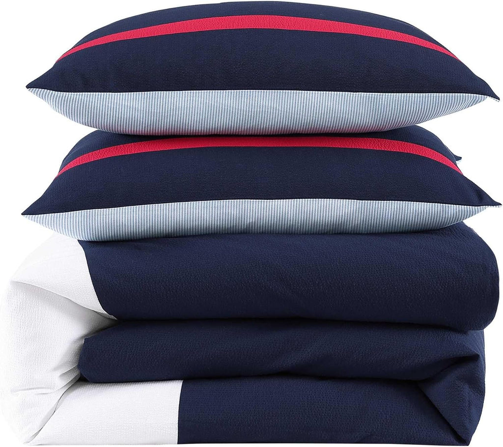 Tommy Hilfiger - Queen Comforter Set, Ultra-Soft & Reversible Bedding with Matching Shams, Medium Weight, Americana Decor, College Dorm Room Essentials (Iconic Anniversary Blue)