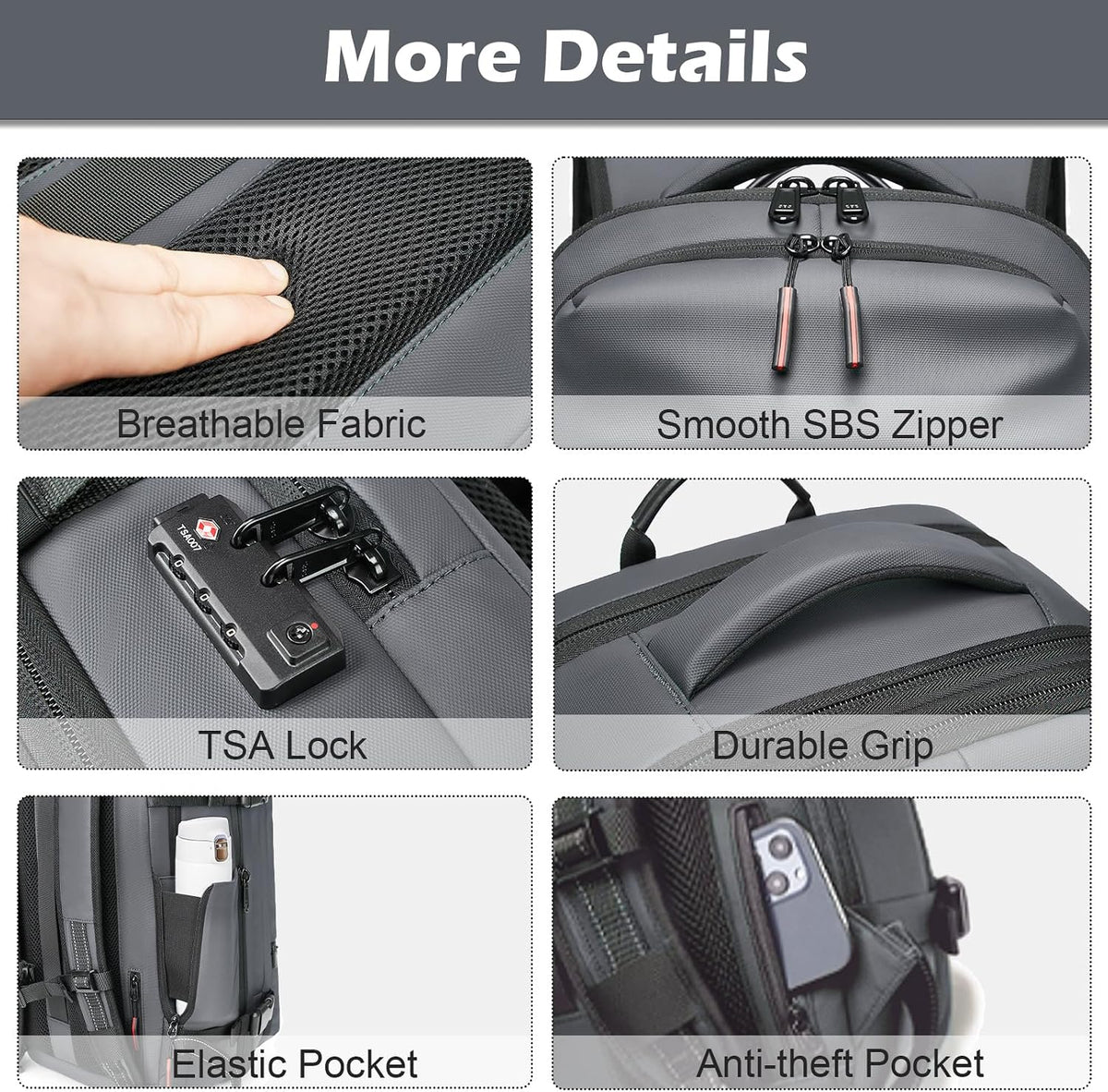 Somago Vacuumable Backpack Expandable Water-resistant Travel Bag with Air Pump TSA Lock Anti-thief Pocket
