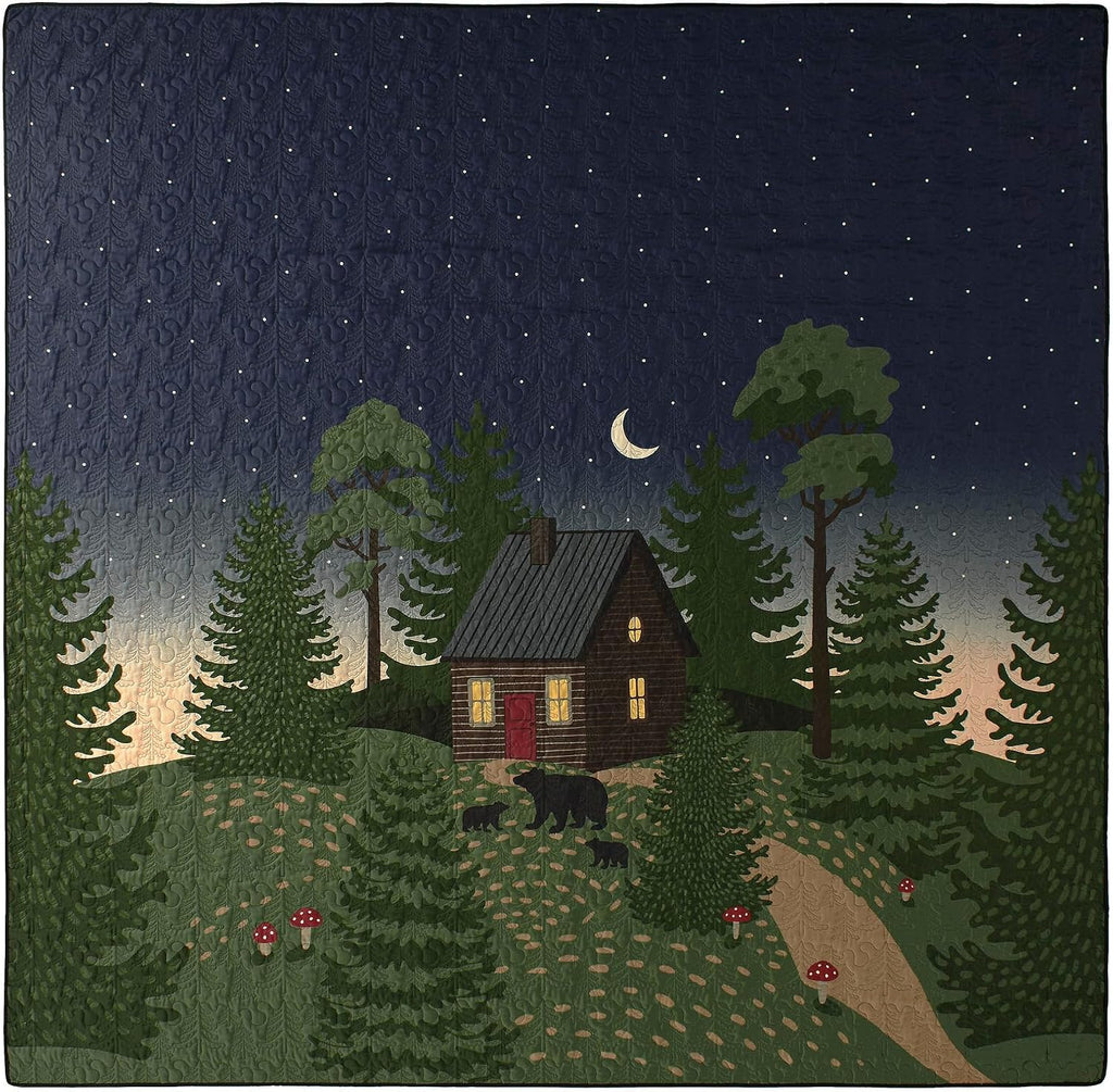 Donna Sharp Bear Cottage-Queen Quilt Set, Measures 90 x 90, Includes 1 Quilt and 2 Standard Shams, Machine Washable