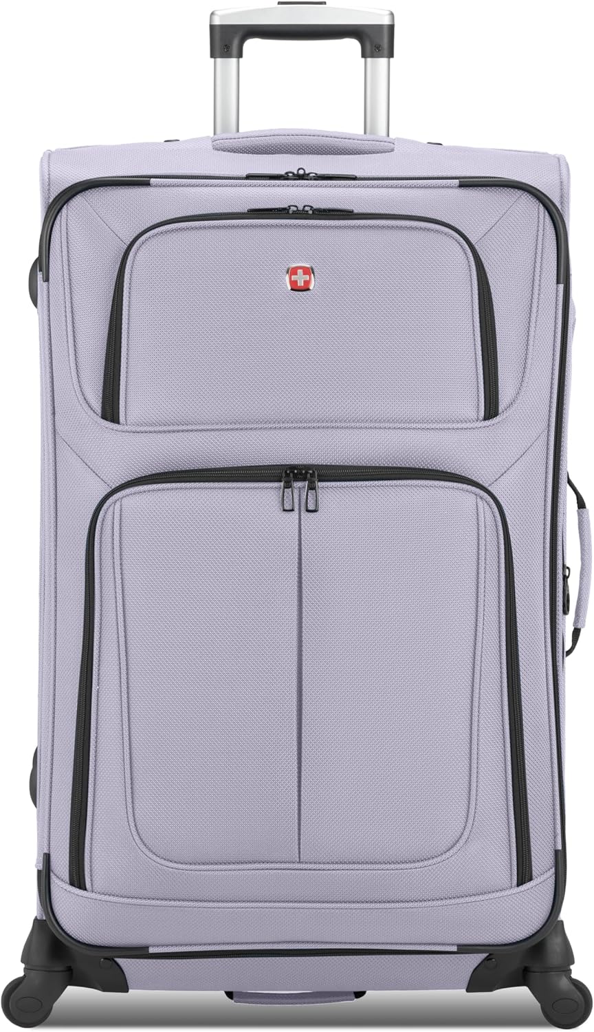 SWISSGEAR Sion Softside Expandable Spinner Luggage Durable Lightweight Travel Suitcase, Evening Haze, Checked-Large