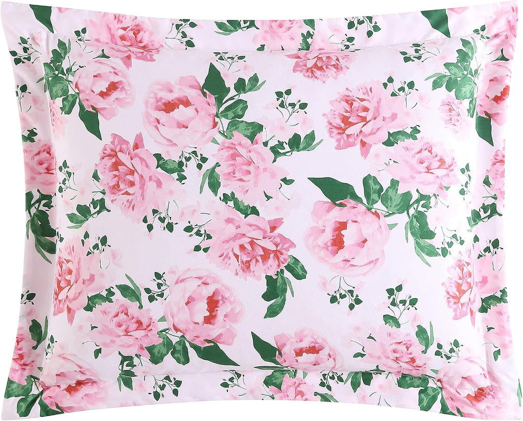 Betsey Johnson - Queen Duvet Cover Set, Reversible Bedding with Matching Shams, Chic Bedding Set (Blooming Roses Pink, Queen)