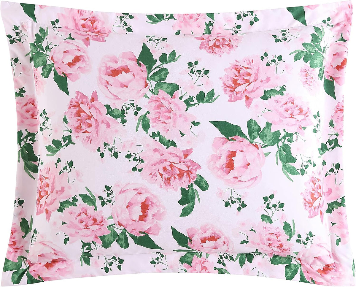 Betsey Johnson - Queen Duvet Cover Set, Reversible Bedding with Matching Shams, Chic Bedding Set (Blooming Roses Pink, Queen)