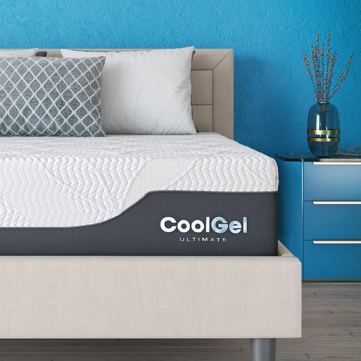 COOL GEL Chill Memory Foam 14-Inch Mattress with Pillow, CertiPUR-US Certified, Mattress in a Box, Twin, White