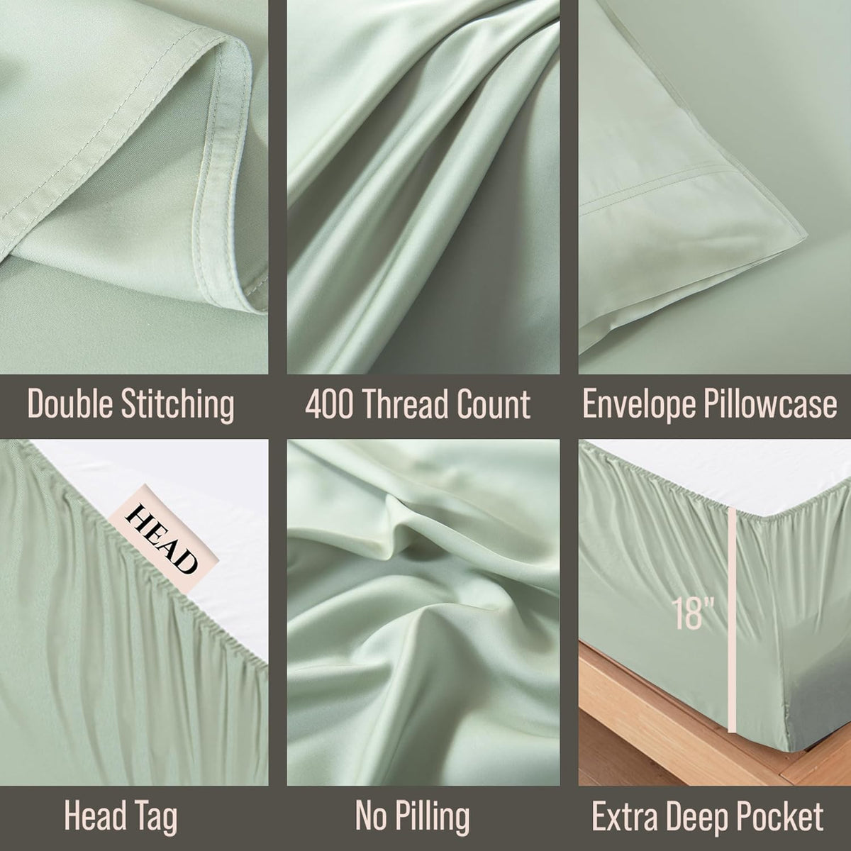 Bella Coterie Luxury Bamboo Viscose King Size Sheet Set | 100% Organically Grown | Ultra Soft | Cooling for Hot Sleepers | 18' Deep Pocket [Sea Glass]