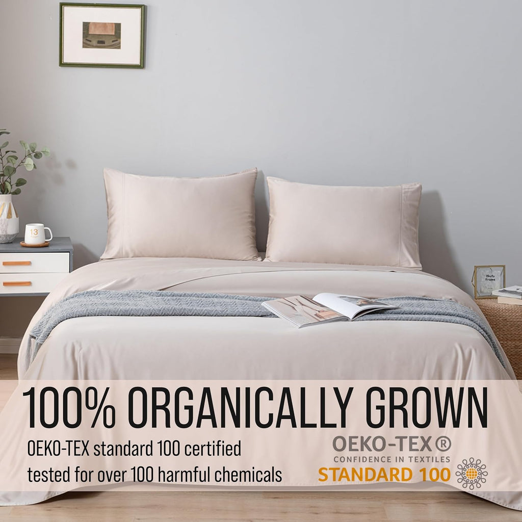 Bella Coterie Luxury Bamboo Viscose King Size Sheet Set | 100% Organically Grown | Ultra Soft | Cooling for Hot Sleepers | 18' Deep Pocket [Dune]
