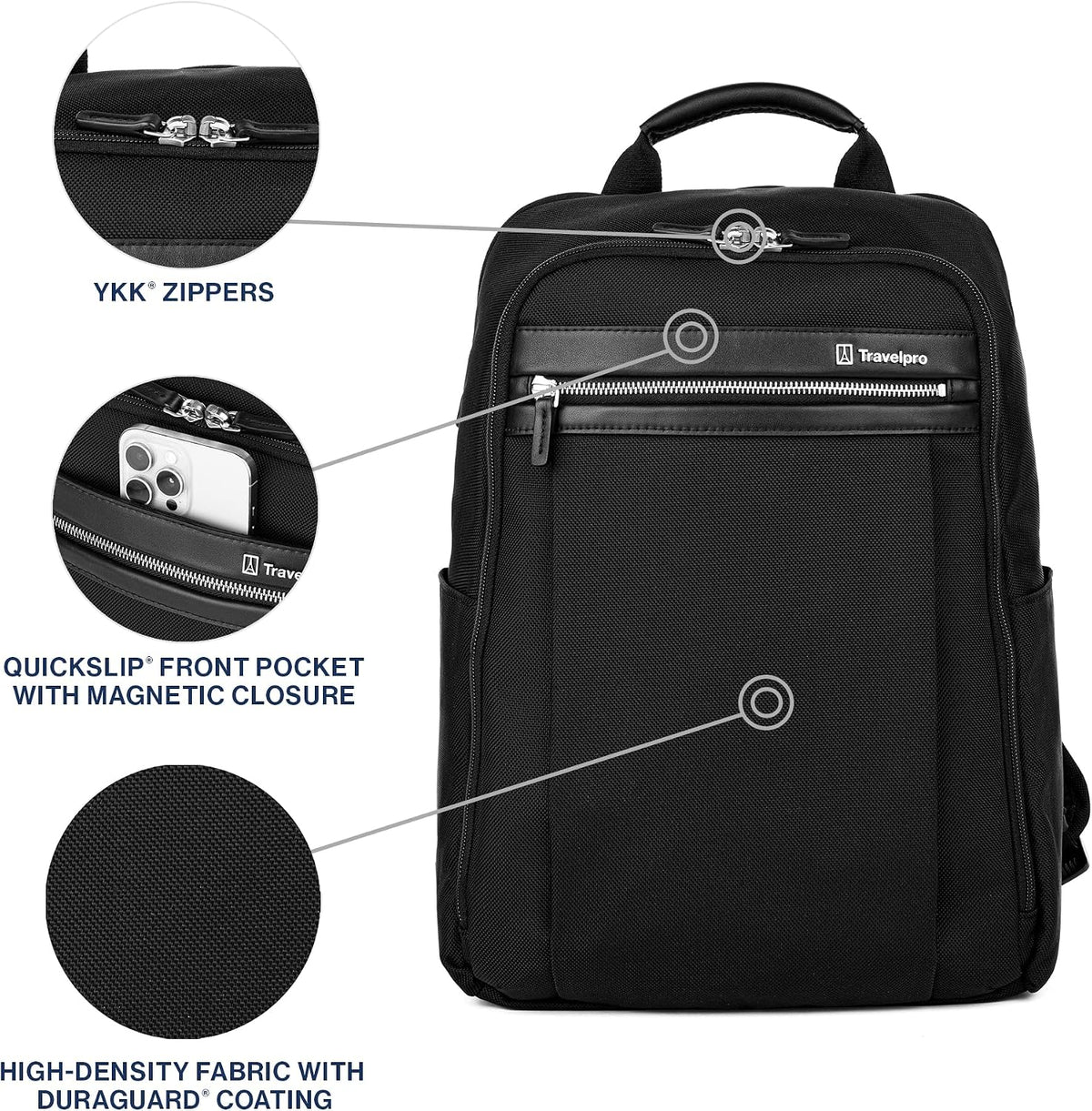 Travelpro Platinum Elite Slim Laptop Travel Backpack, Fits up to 16 Inch Laptop, Business, Water Resistant, Men and Women, Black
