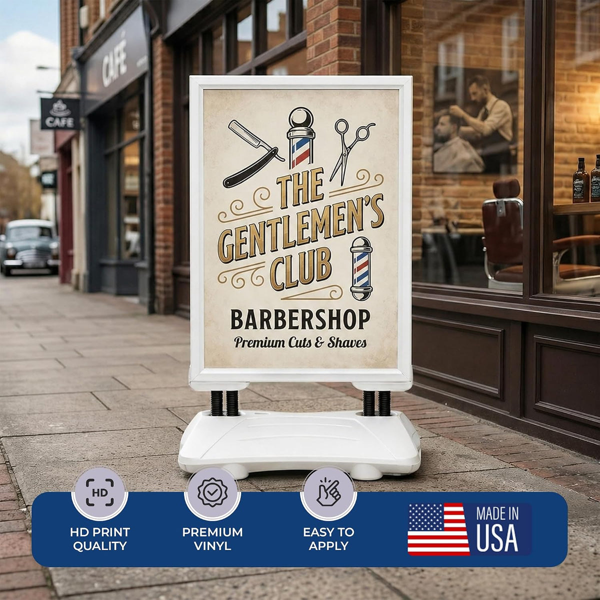 Custom Weighted Sidewalk Sign by DC – 23x33 Outdoor Sign Holder with Custom Print | Heavy Duty Advertising Stand for Business, Storefront Use | Made in USA